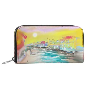 #300 LDCC beach print zip wallet in beach pattern