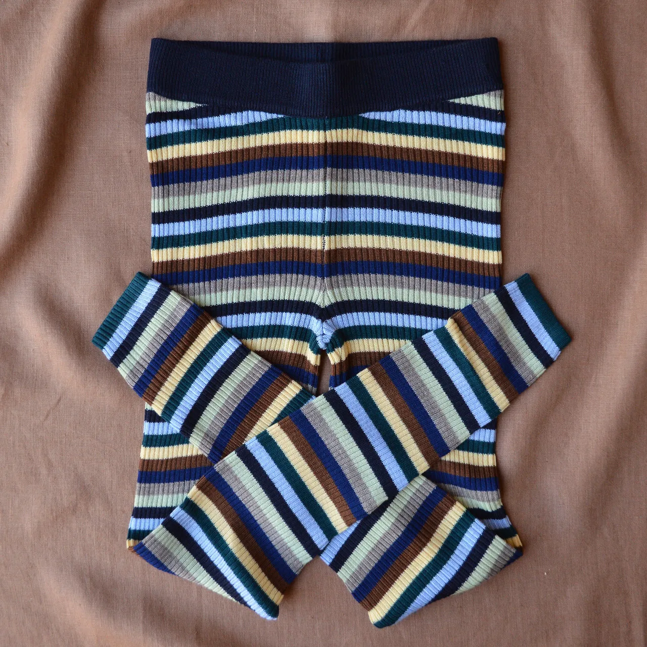 3/4 Length Leggings - 100% Merino - Multi Stripe (Teens-Womens S)