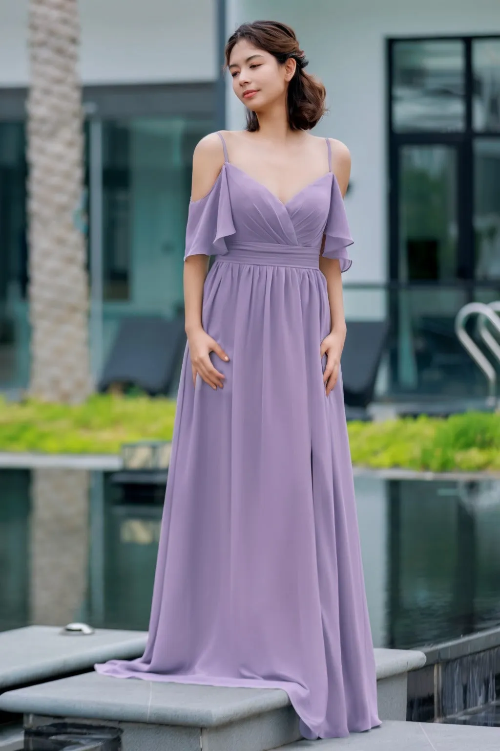 A-Line Floor Length Chiffon Bridesmaid Dress CB0710