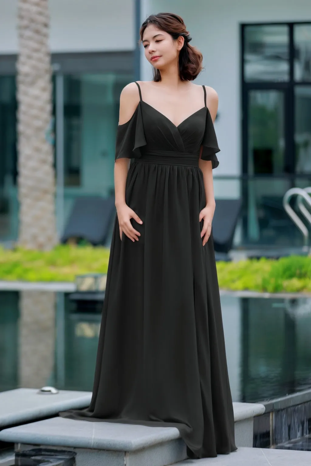 A-Line Floor Length Chiffon Bridesmaid Dress CB0710