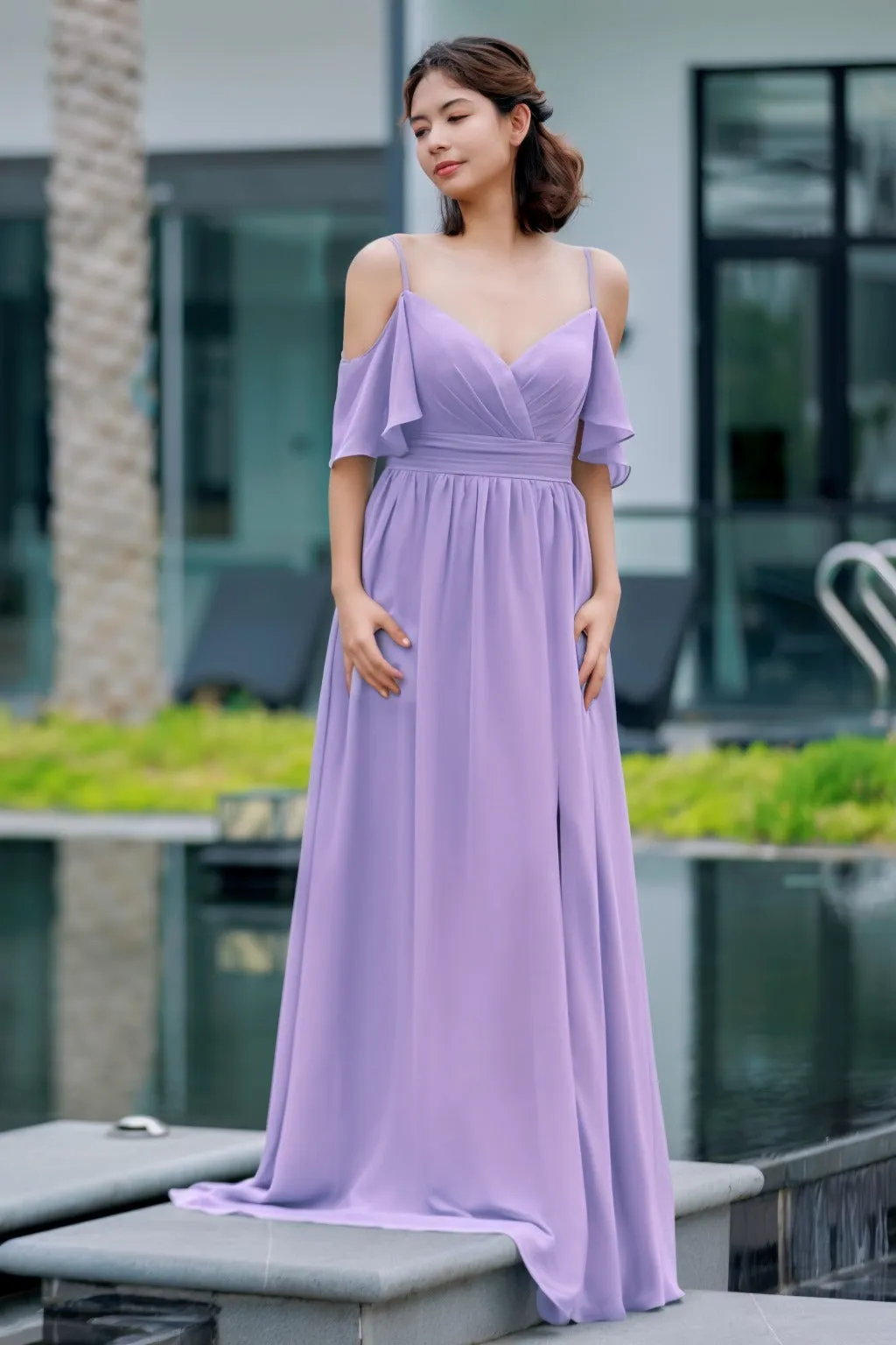 A-Line Floor Length Chiffon Bridesmaid Dress CB0710