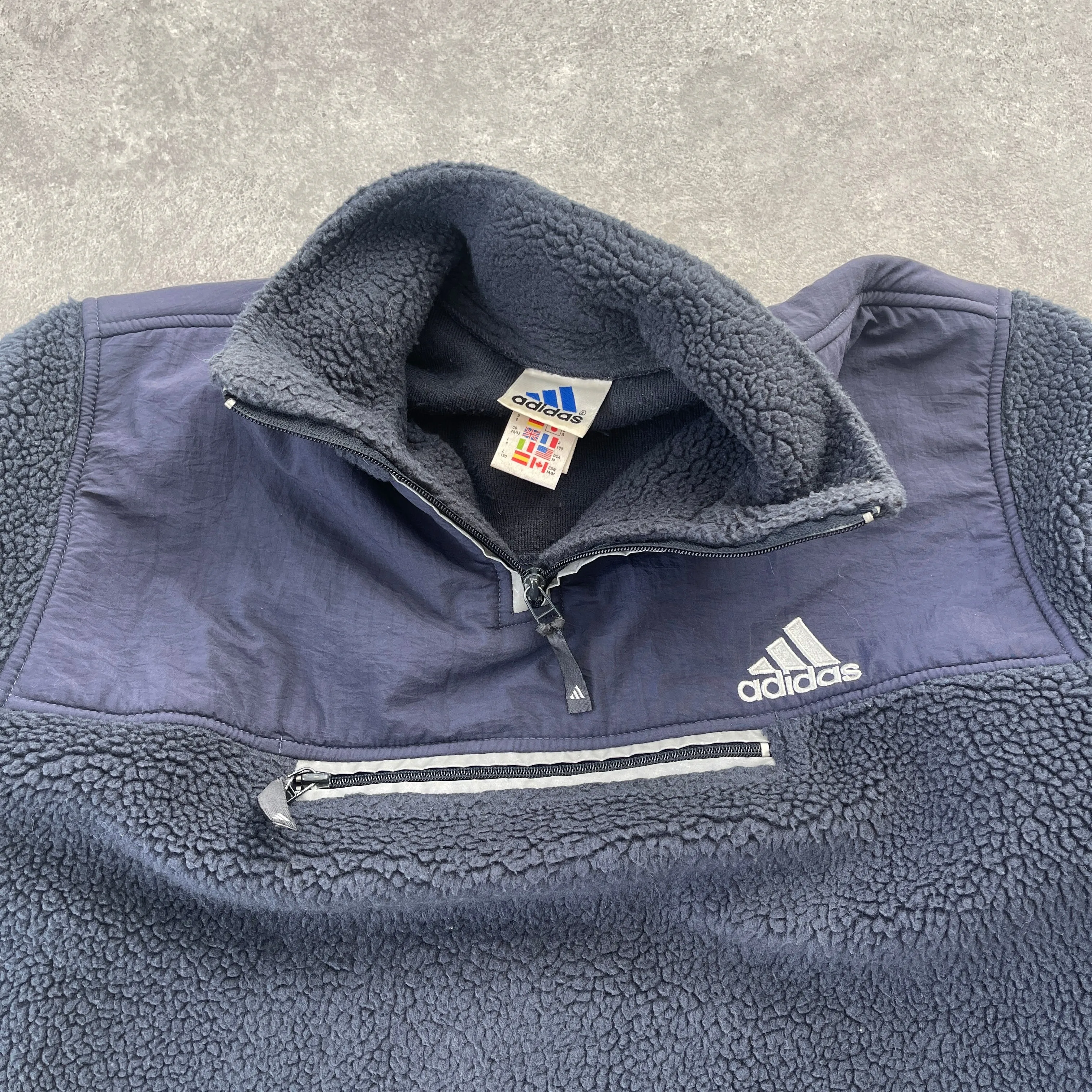 Adidas 1999 deep pile sherpa fleece jacket (M)