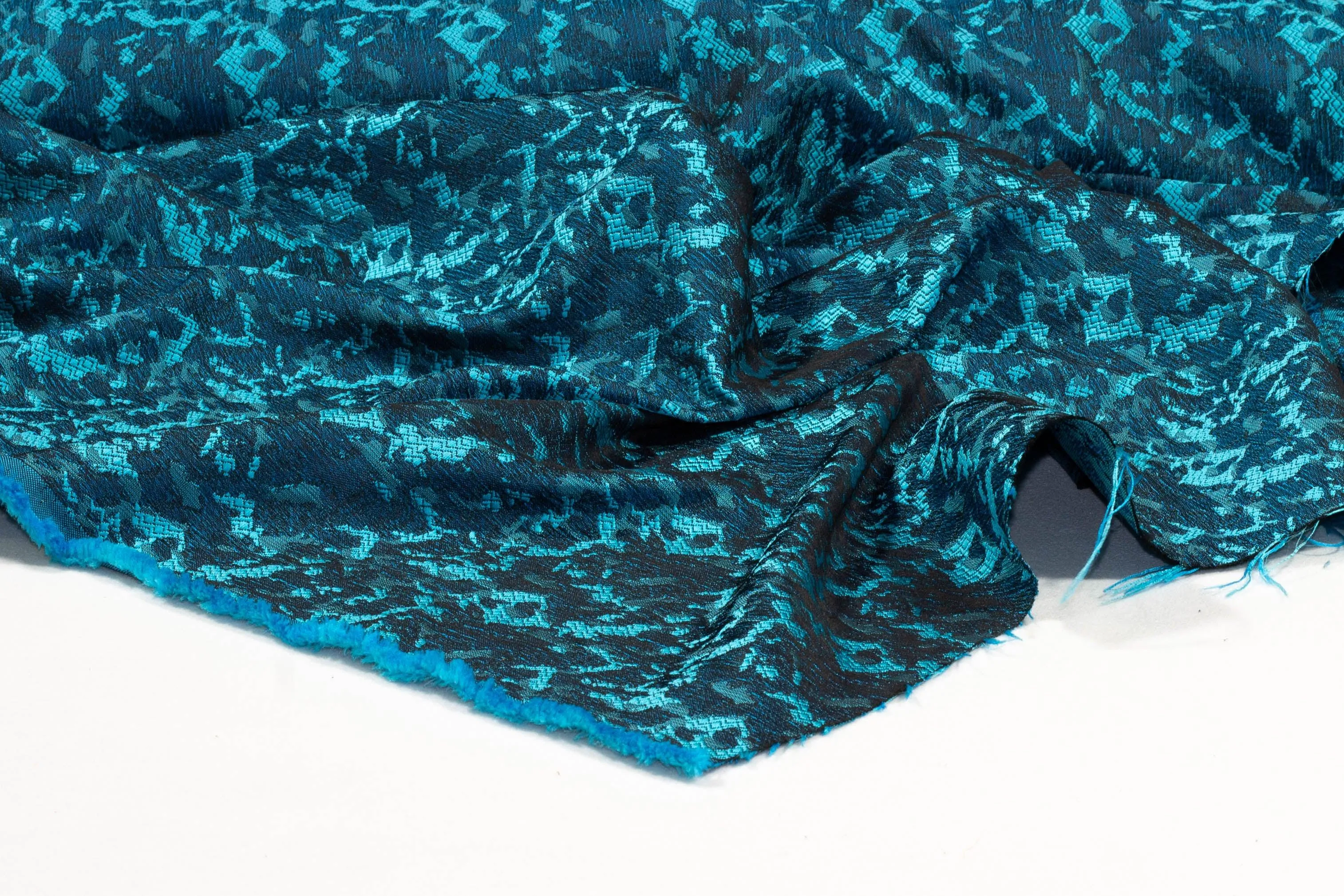 Aqua Blue Abstract Jacquard