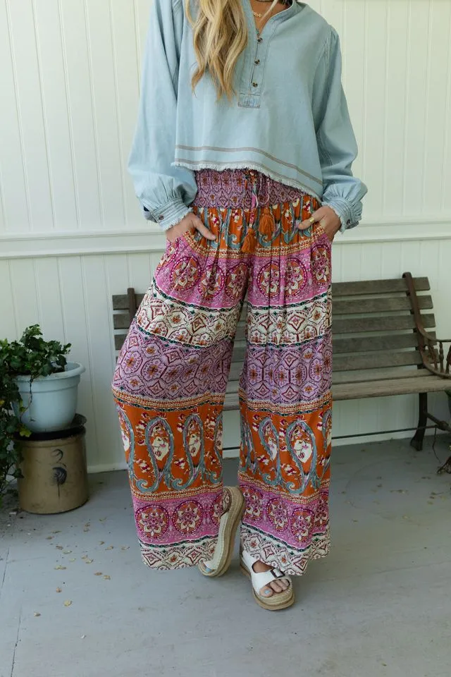 Blissful Bohemian Pants - Pink Multi