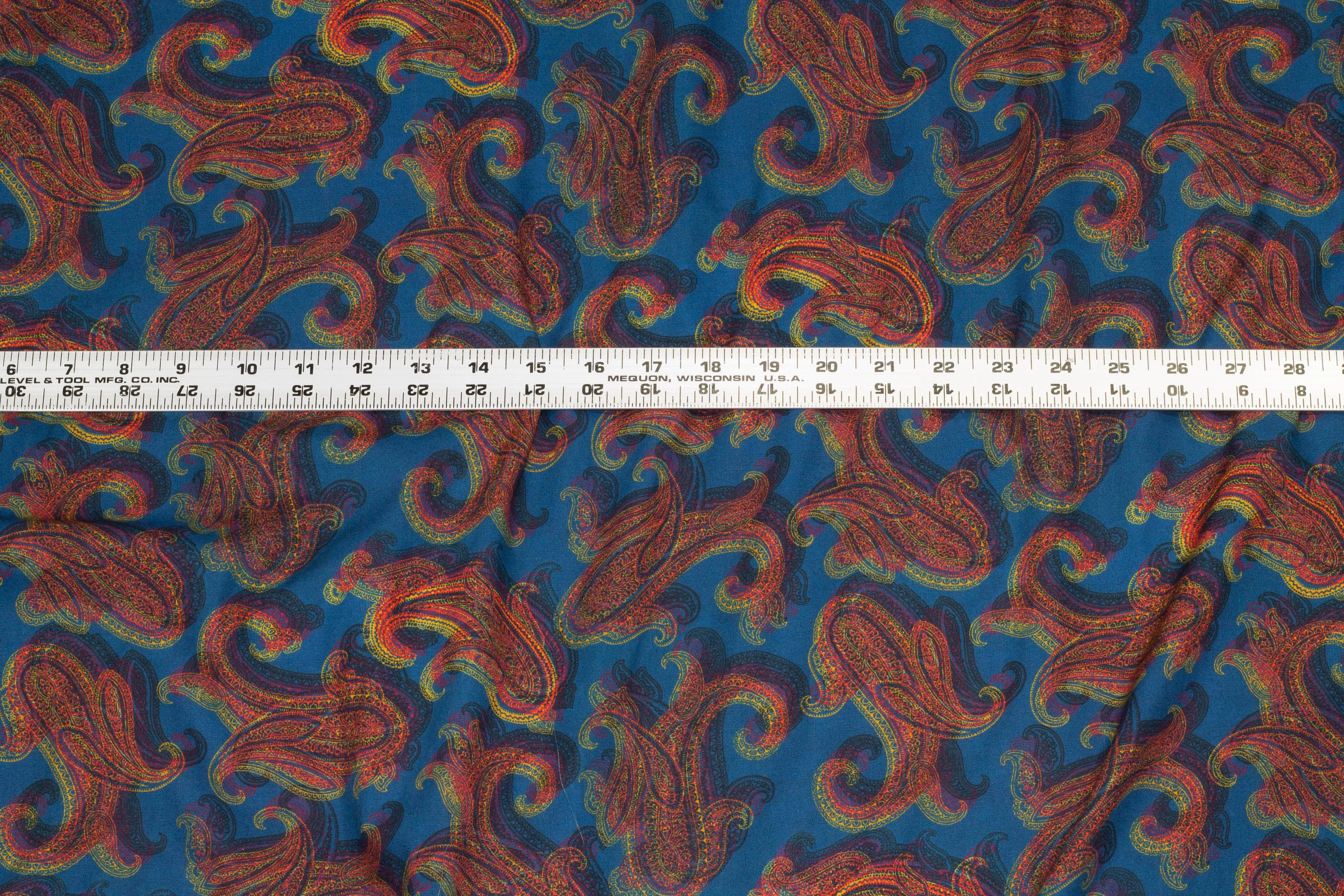 Blue and Orange Paisley Italian Cotton