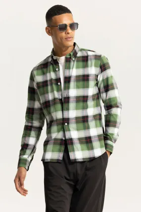 Bold Block Line Dark Green Checks Shirts