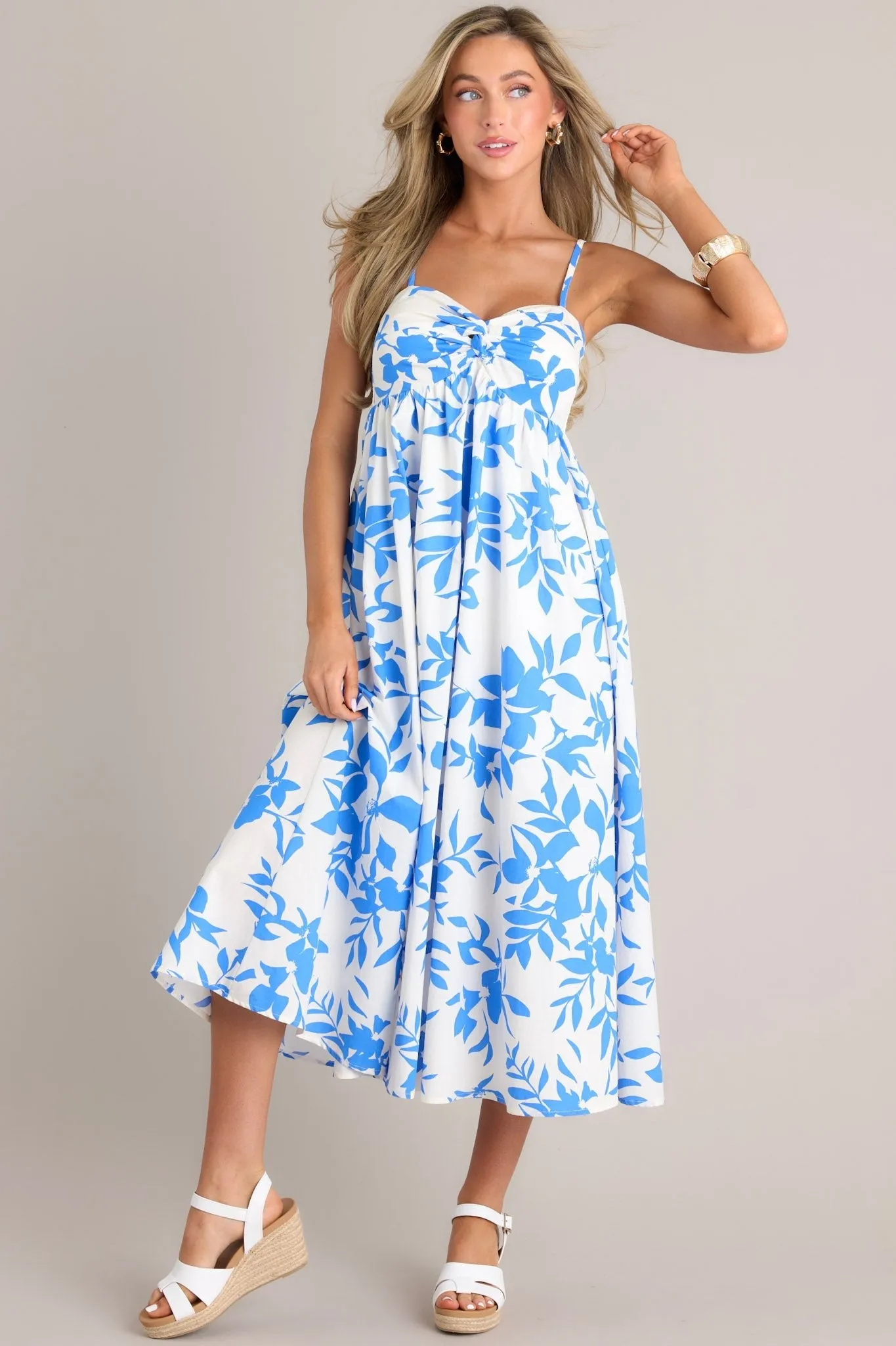 Chronicles of Myself Blue Floral Midi Dress