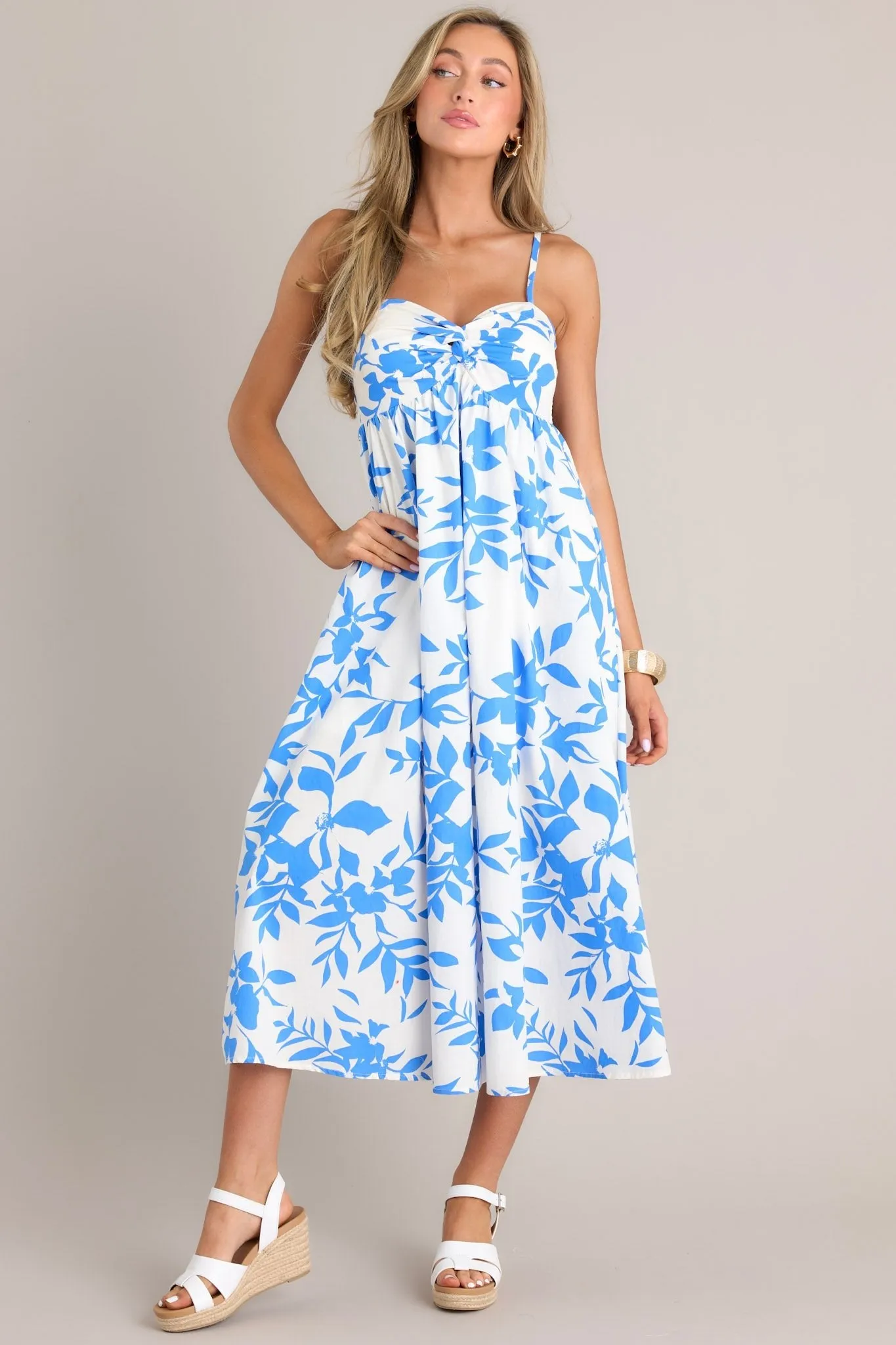 Chronicles of Myself Blue Floral Midi Dress