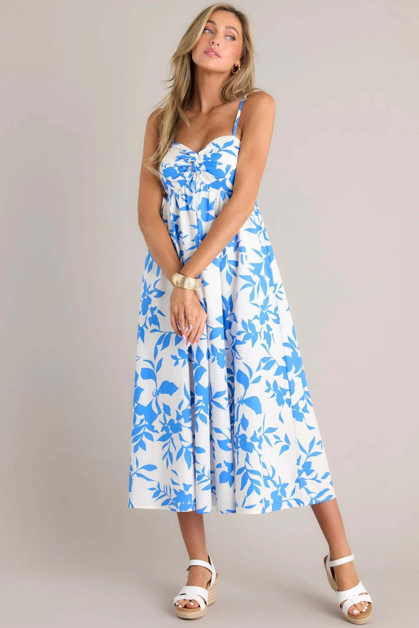 Chronicles of Myself Blue Floral Midi Dress