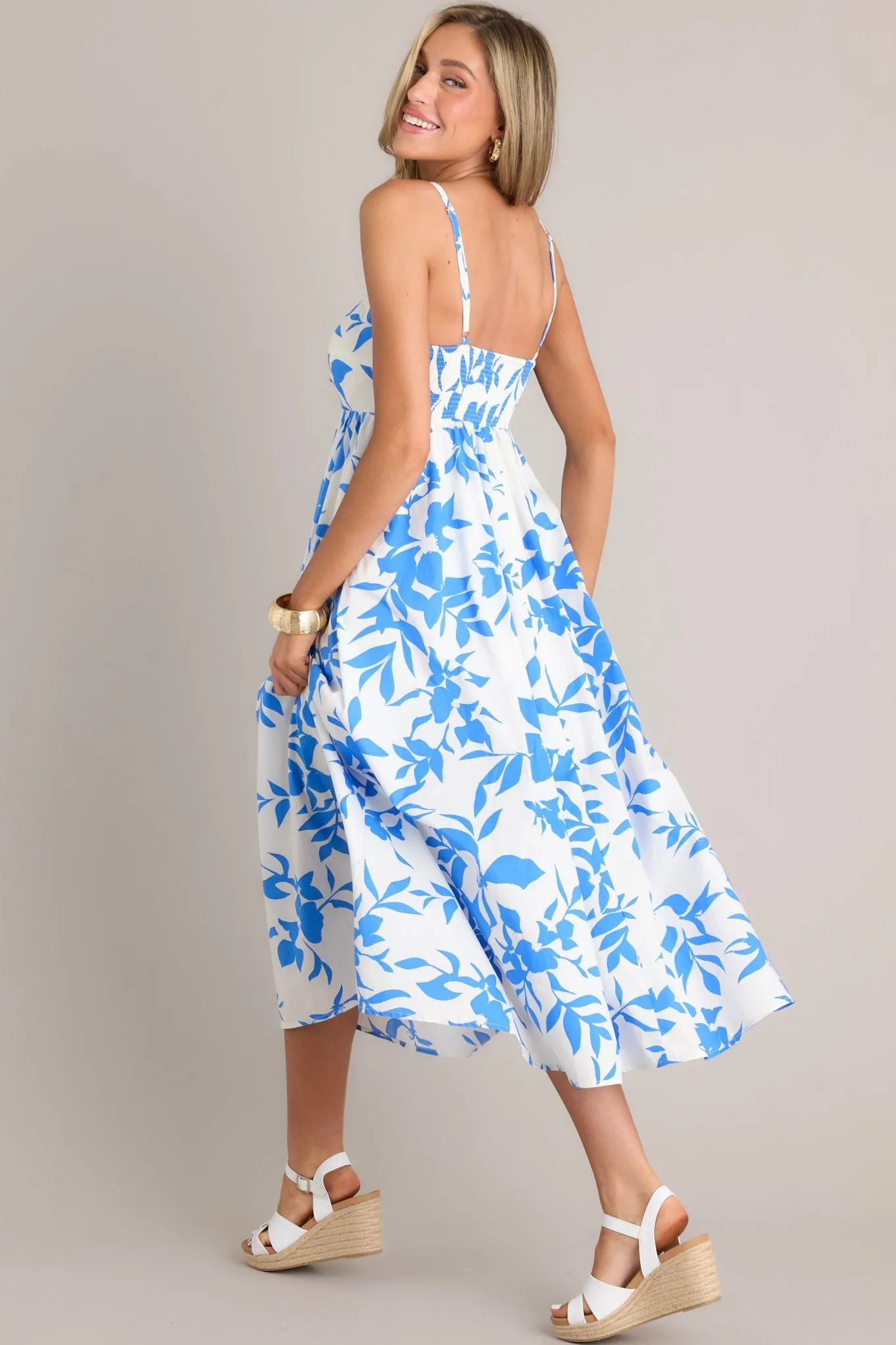 Chronicles of Myself Blue Floral Midi Dress