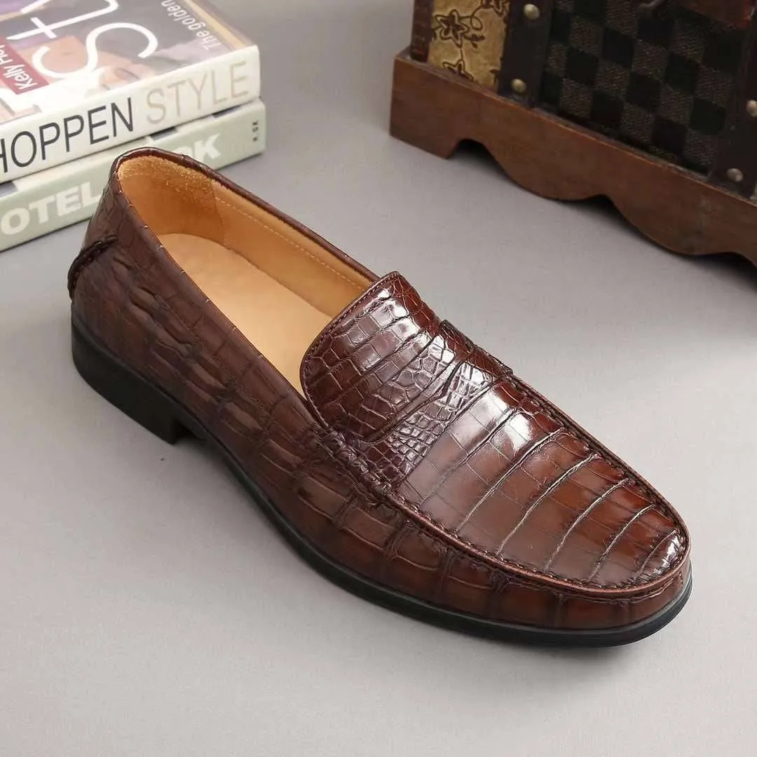 Crocodile Shoes Men's  Crocodile Leather Slip-On Loafers