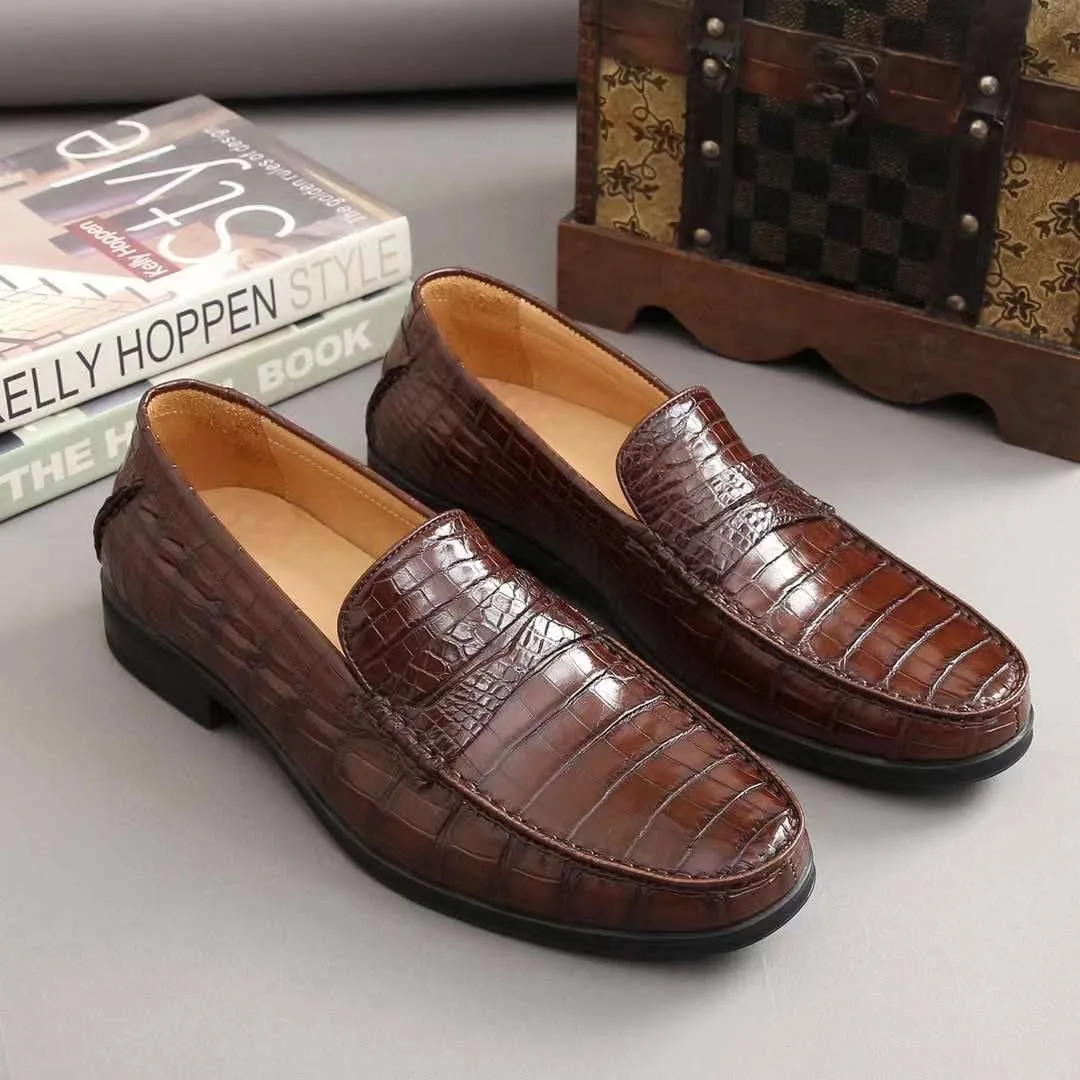 Crocodile Shoes Men's  Crocodile Leather Slip-On Loafers