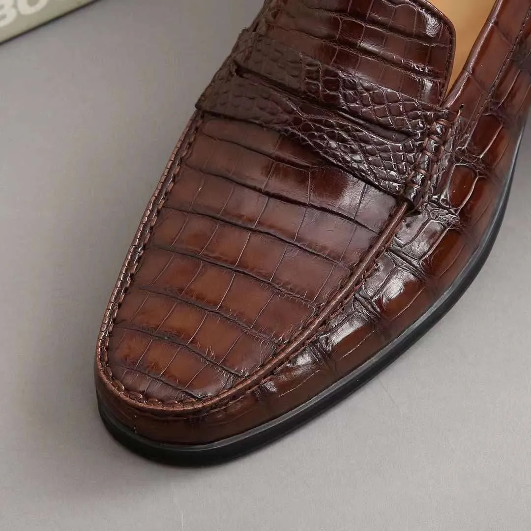 Crocodile Shoes Men's  Crocodile Leather Slip-On Loafers