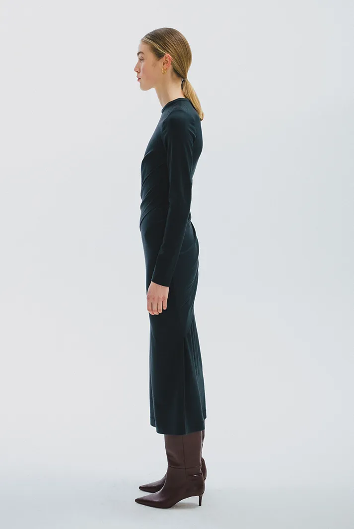 Draped Jersey Midi Dress | Midnight