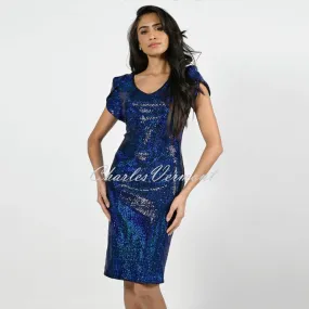 'Lyman' by Frank Lyman Sequin Dress - Style 227100 (Royal Blue / Black)