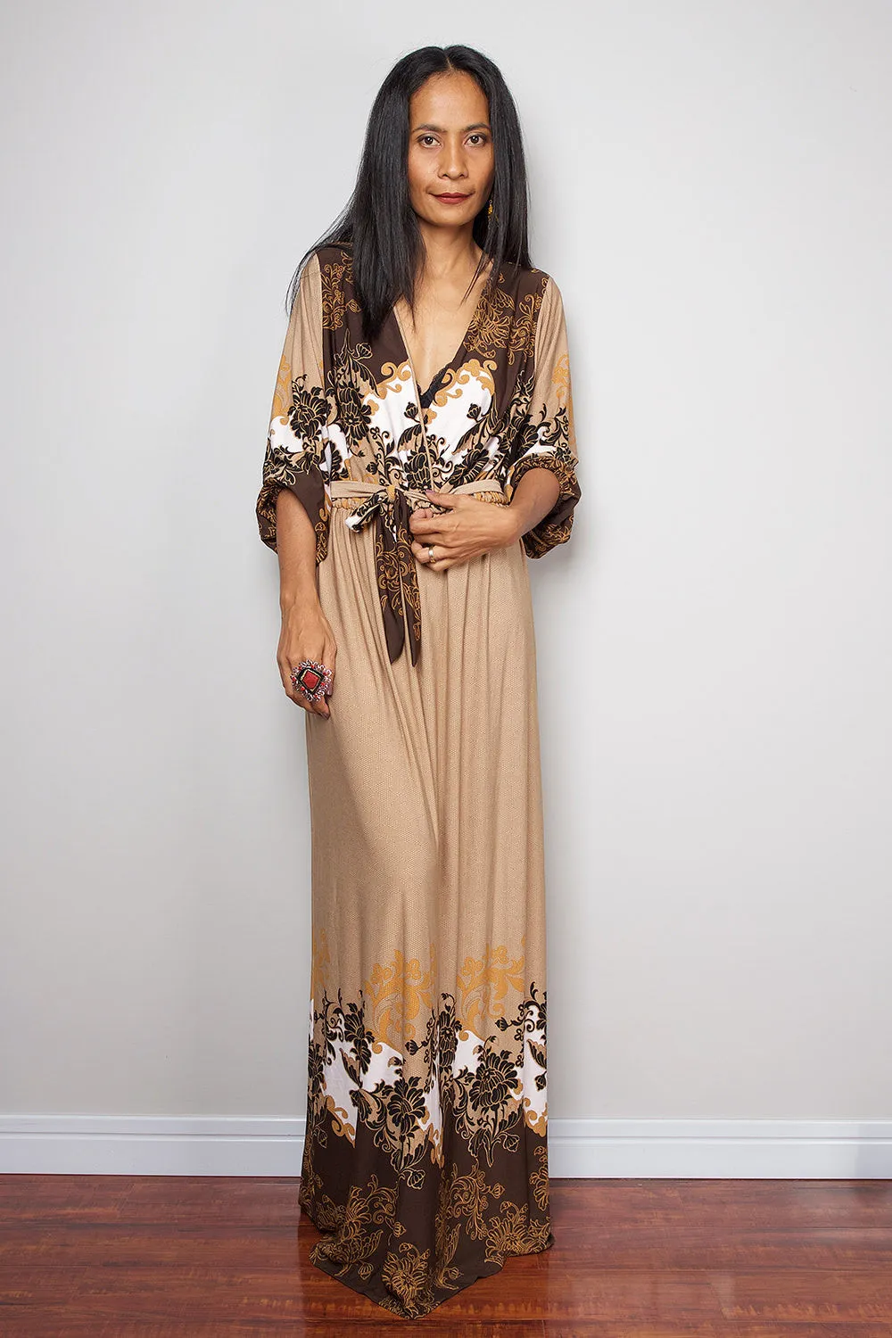 Maxi Dress -  Sexy Low Cut Boho Dress : Elegant Collection 26