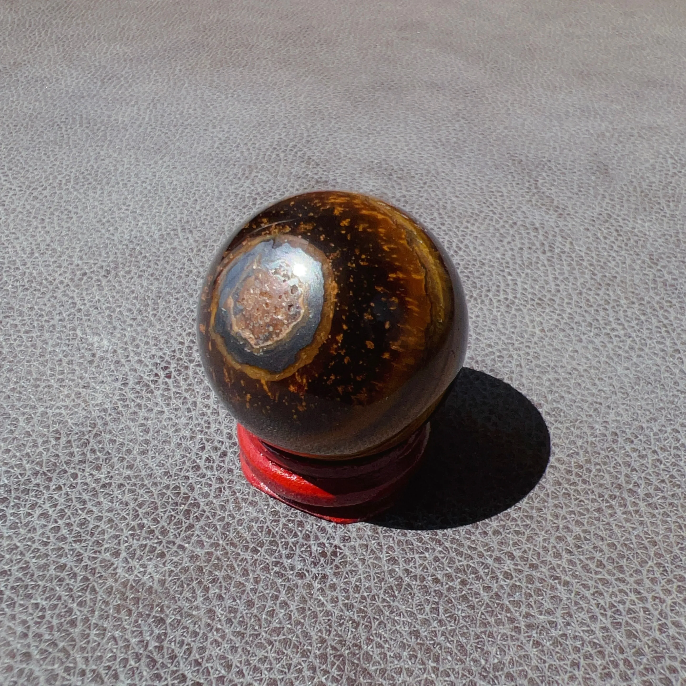 Natural Brown Tiger Eye Stone Sphere 37.1mm | Healing Stone Decor Holiday Gifts