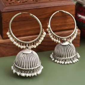 Nitibha Silver Look Alike Jhumki Earrings