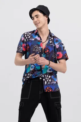 Sketch Art Floral Black Shirt